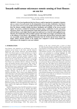 Towards Multi-Sensor Microwave Remote Sensing of Frost Flowers on Sea Ice