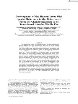 Development of the Human Incus with Special Reference to the Detachment from the Chondrocranium to Be Transferred Into the Middle Ear