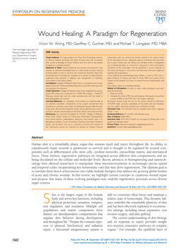 Wound Healing: a Paradigm for Regeneration