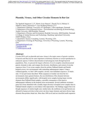 Plasmids, Viruses, and Other Circular Elements in Rat Gut Abstract