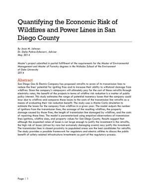 Quantifying the Economic Risk of Wildfires and Power Lines in San Diego County