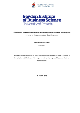 Relationship Between Financial Ratios and Share Price Performance of the Top Five Sectors on the Johannesburg Stock Exchange