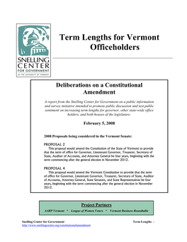 Term Lengths for Vermont Officeholders