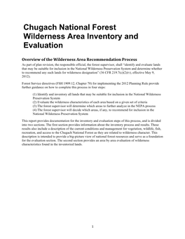 Chugach National Forest Wilderness Area Inventory and Evaluation