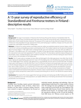 A 15-Year Survey of Reproductive Efficiency Of