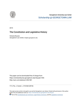 The Constitution and Legislative History