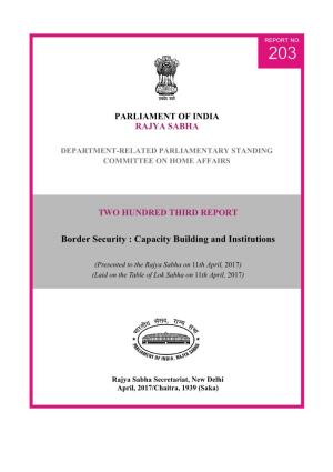 Border Security : Capacity Building and Institutions