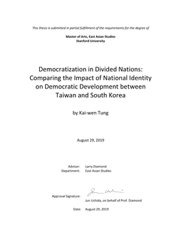 Comparing the Impact of National Identity on Democratic Development Between Taiwan and South Korea