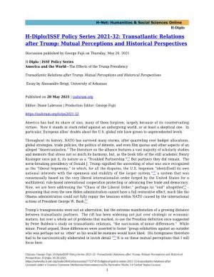 Transatlantic Relations After Trump: Mutual Perceptions and Historical Perspectives