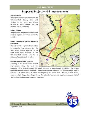 Proposed Project – I-35 Improvements