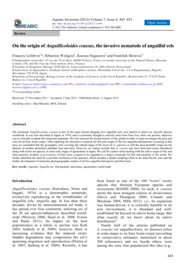 On the Origin of Anguillicoloides Crassus, the Invasive Nematode of Anguillid Eels