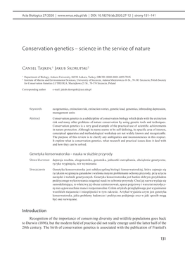 Conservation Genetics – Science in the Service of Nature