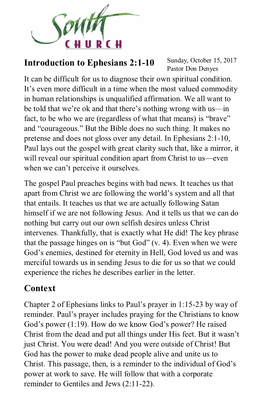 Introduction to Ephesians 2:1-10 Context