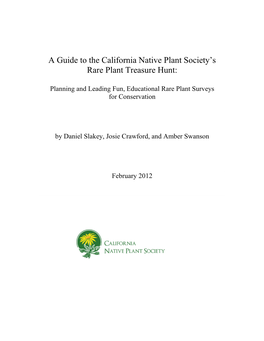 A Guide to the California Native Plant Society’S Rare Plant Treasure Hunt