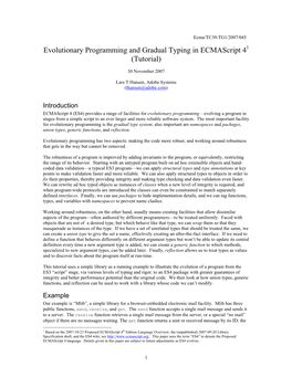 Evolutionary Programming and Gradual Typing in Ecmascript 41 (Tutorial)