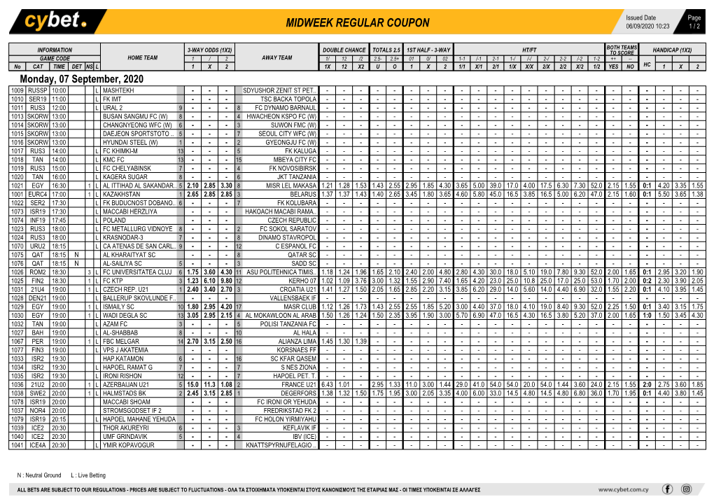 Midweek Regular Coupon 06/09/2020 10:23 1 / 2