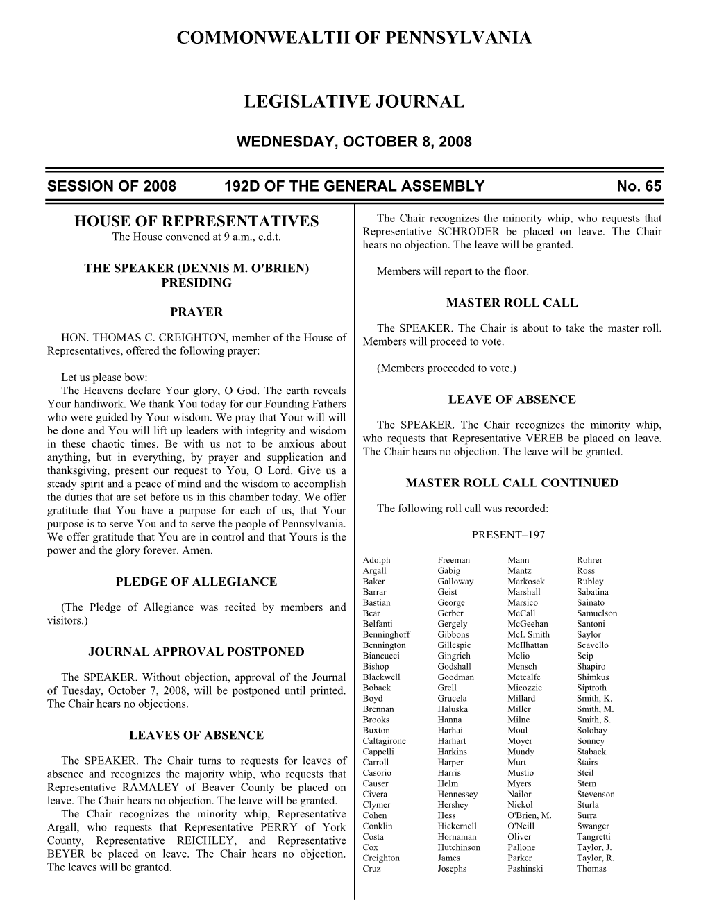 2328 Legislative Journal—House October 8
