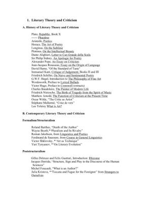 1. Literary Theory and Criticism
