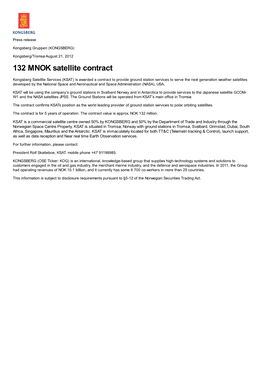 132 MNOK Satellite Contract