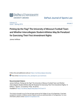 The University of Missouri Football Team and Whether Intercollegiate Student-Athletes May Be Penalized for Exercising Their First Amendment Rights