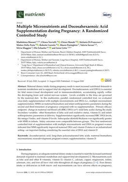 Multiple Micronutrients and Docosahexaenoic Acid Supplementation During Pregnancy: a Randomized Controlled Study