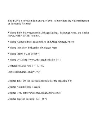 On the Internationalization of the Japanese Yen