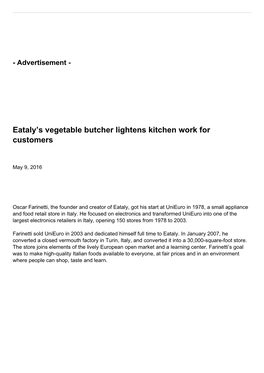 Eataly's Vegetable Butcher Lightens Kitchen Work for Customers