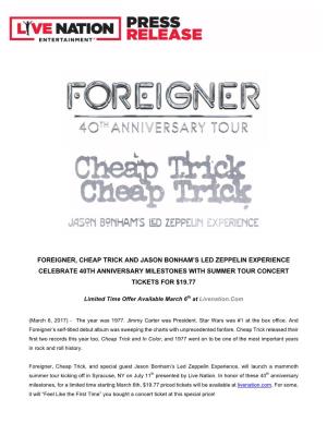 Foreigner, Cheap Trick and Jason Bonham's Led