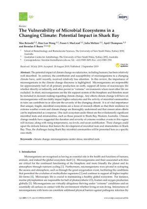 The Vulnerability of Microbial Ecosystems in a Changing Climate: Potential Impact in Shark Bay