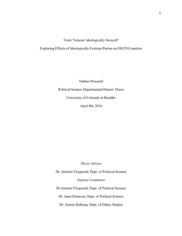 Voter Turnout: Ideologically Swayed? Exploring Effects of Ideologically