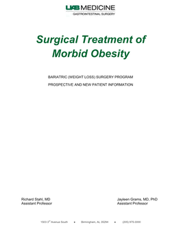 Surgical Treatment of Morbid Obesity