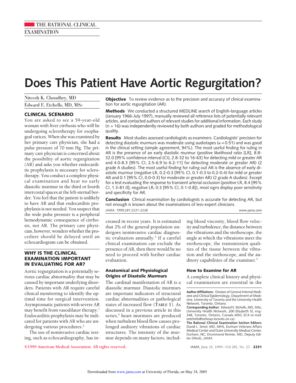 Does This Patient Have Aortic Regurgitation?