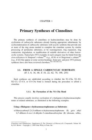 Primary Syntheses of Cinnolines