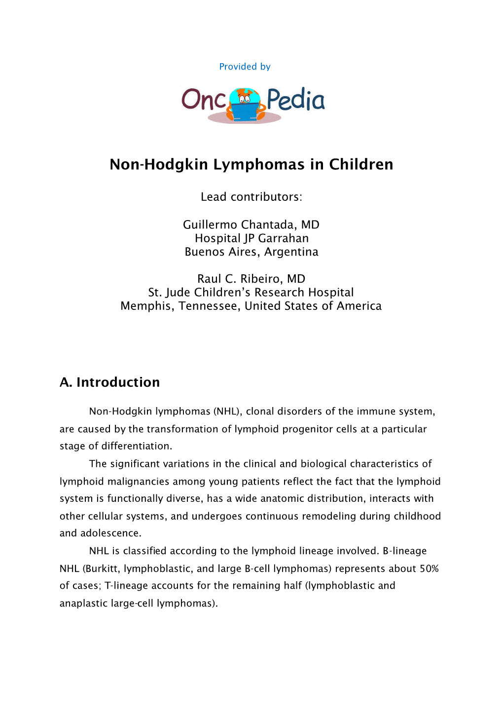 Non-Hodgkin Lymphomas in Children