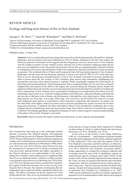 REVIEW ARTICLE Ecology and Long-Term History of Fire in New Zealand