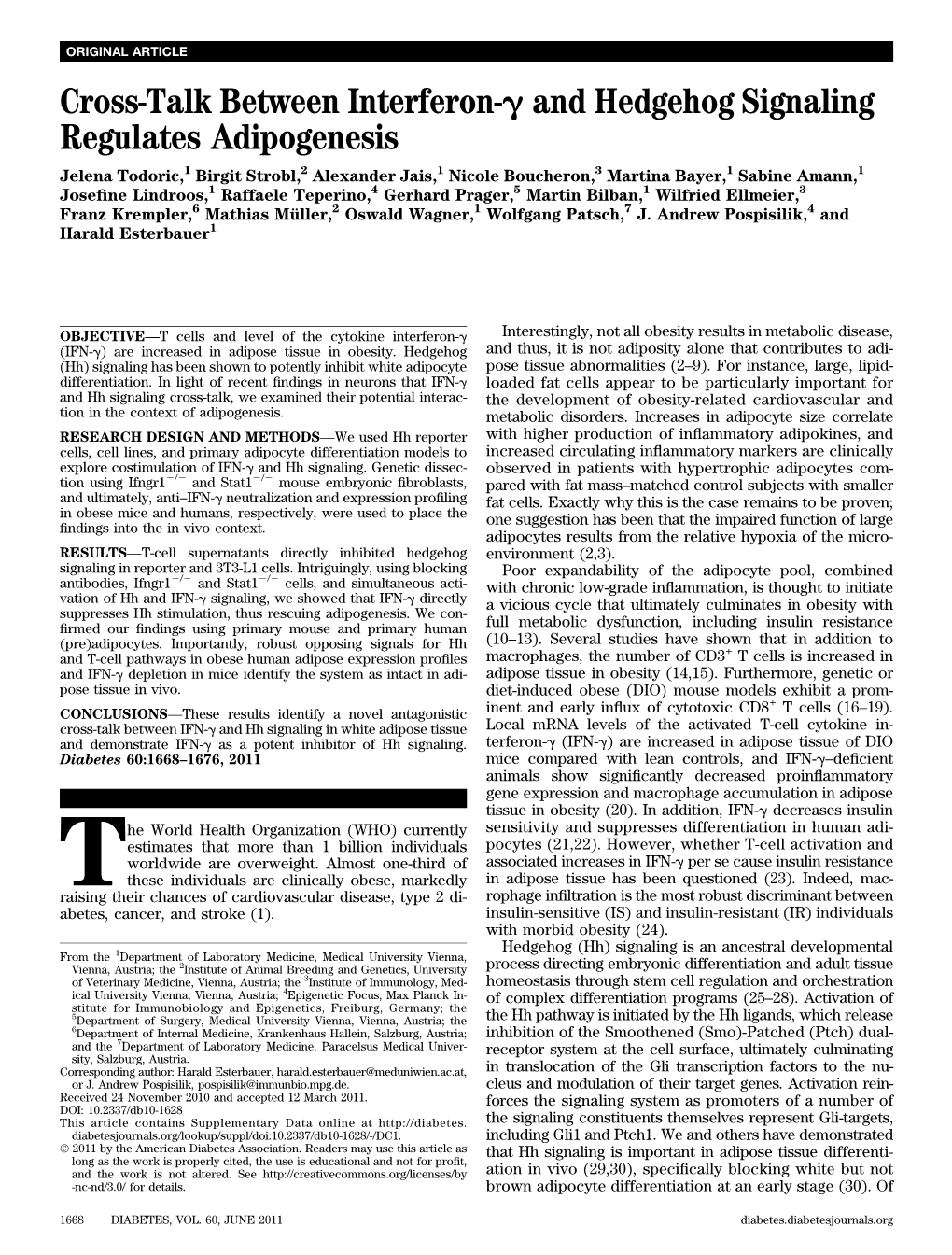 Cross-Talk Between Interferon-G and Hedgehog Signaling Regulates