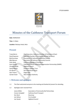 Minutes of the Caithness Transport Forum