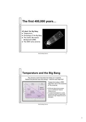 The First 400,000 Years…