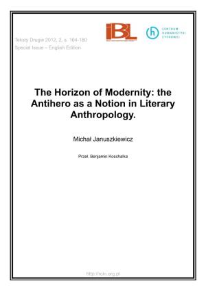 The Antihero As a Notion in Literary Anthropology