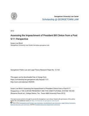 Assessing the Impeachment of President Bill Clinton from a Post 9/11 Perspective