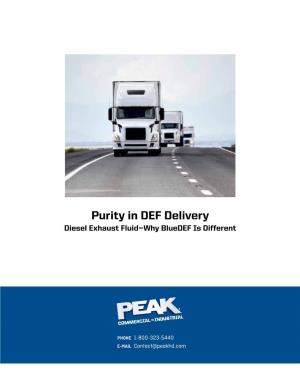 Purity in DEF Delivery Diesel Exhaust Fluid—Why Bluedef Is Different