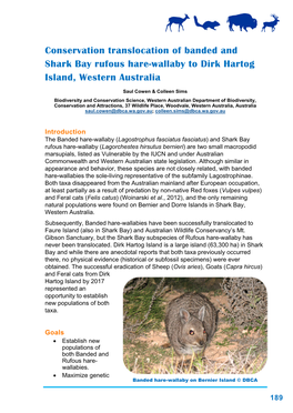 Conservation Translocation of Banded and Shark Bay Rufous Hare-Wallaby to Dirk Hartog Island, Western Australia
