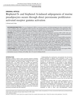 And Bisphenol A-Induced Adipogenesis of Murine Preadipocytes Occurs Through Direct Peroxisome Proliferator- Activated Receptor Gamma Activation