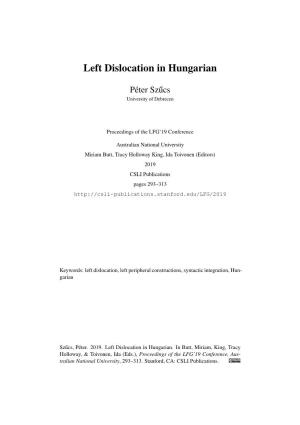 Left Dislocation in Hungarian