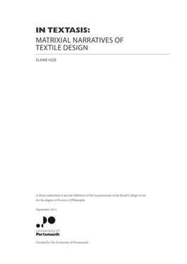 In Textasis: Matrixial Narratives of Textile Design
