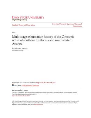 Multi-Stage Exhumation History of the Orocopia Schist of Southern California and Southwestern Arizona Rachel Elena Lishansky Iowa State University