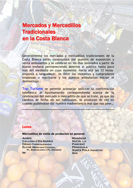 Mercados Y Mercadillos Tradicionales En La Costa Blanca