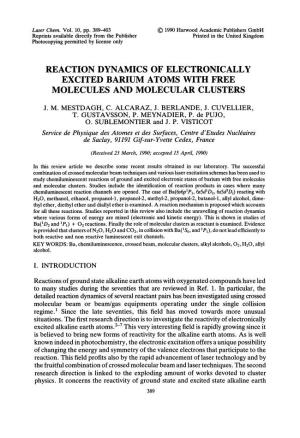 Reaction Dynamics of Electronically Excited Barium Atoms with Free Molecules and Molecular Clusters