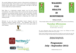 WALKING for HEALTH in RUNNYMEDE Programme July