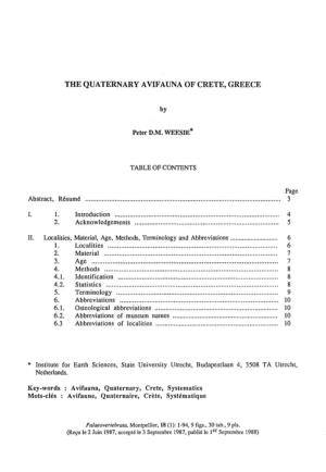 The Quaternary Avifauna of Crete, Greece